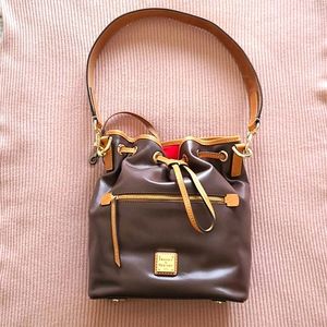Dooney & Bourke Brown Drawstring Bucket Bag